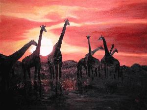 Giraffer malet af Lisbeth Foli